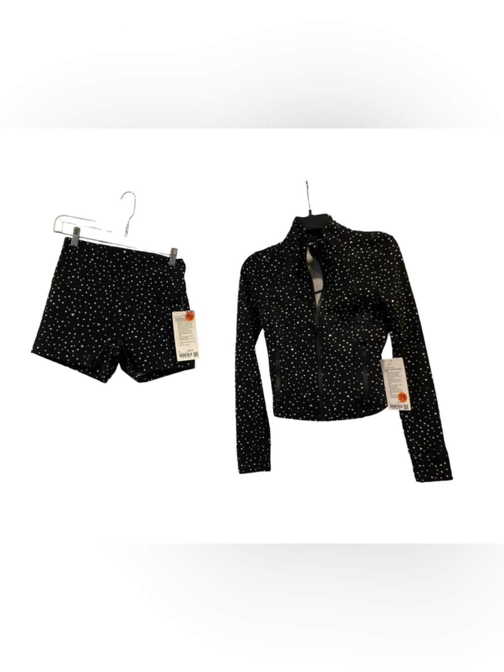 NWT Lululemon define jacket and shorts set HEART SCATTER DOT BLACK Size 6/8